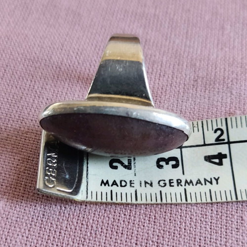 Handmade silver ring 950 with natural lepidolite stone like new