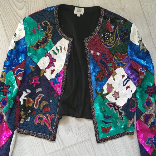 Madeleine colorful sequin jacket like new, size M