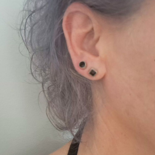 Handmade silver stud earrings 925, set of 3, geometry design, like new