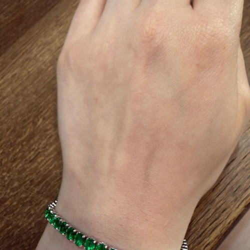 Bracelet with green zircon stones, new, stainless steel