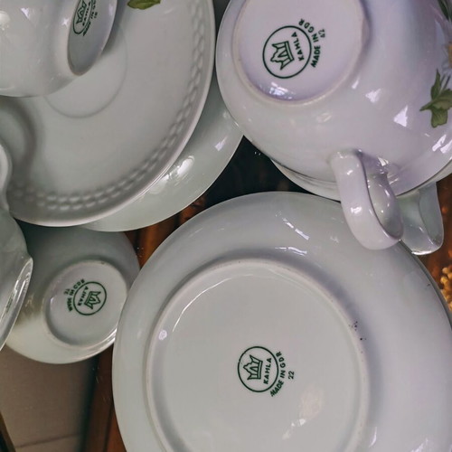 Kahla vintage porcelain tea and coffee set, 6 cups with saucers, Made in GDR