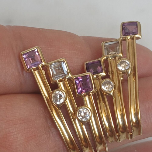Gold 585 large earrings 3 cm length
