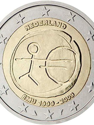 Ολλανδία 2 Ευρώ 2009 UNC αναμνηστικό 10ης επετείου ΟΝΕ