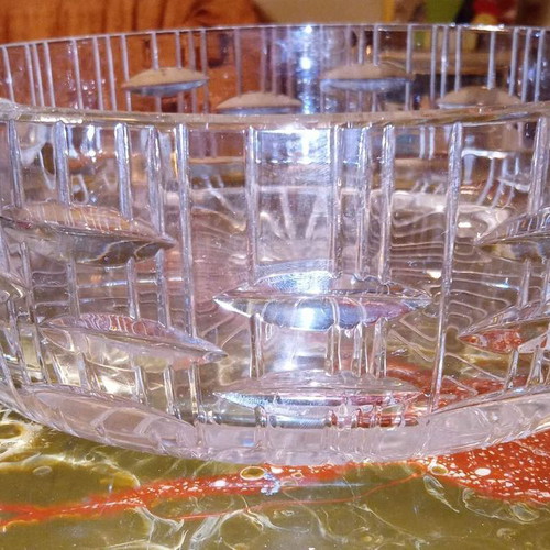 Decorative Bohemian crystal bowl like new with patterns