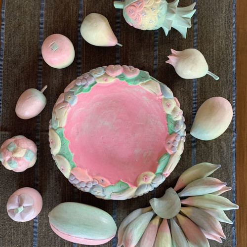 Wooden fruit platter handmade, new, 30 cm