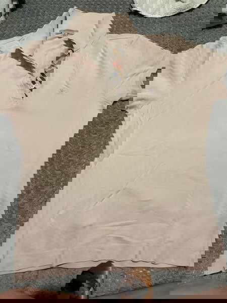 Burberry αυθεντική polo μπλούζα σε νουντ ροζ. box now