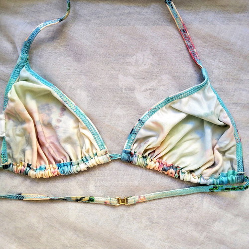 Vintage y2k fairycore coquette lolita graphic triangle bikini top used multicolor