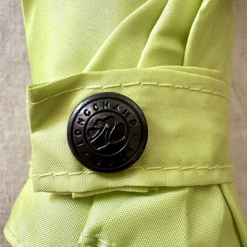 Longchamp folding umbrella lime with leather handle new