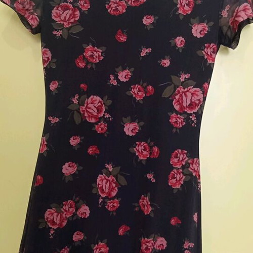 Stradivarius short dress semi-transparent with lining like new, black and red