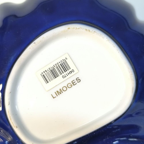 Vintage Limoges porcelain serving plate with cobalt blue and gold details like new