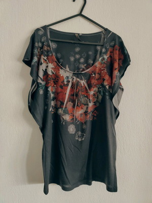 Top with airy sleeves Bershka gray like new size L