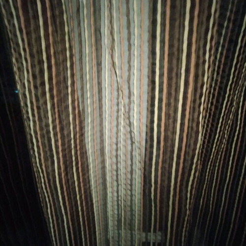 Curtain for window in dark brown shades with beige stripes like new