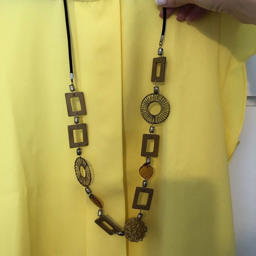 Boho necklace with gold details and velvet black cord like new