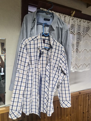 Cotton shirt set like new, one checked and one blue, size L