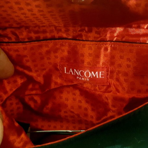 Lancome Paris toiletry bag new, black and red fabric with rose