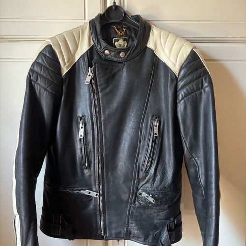 Leather motorcycle jacket vintage unisex small/medium like new