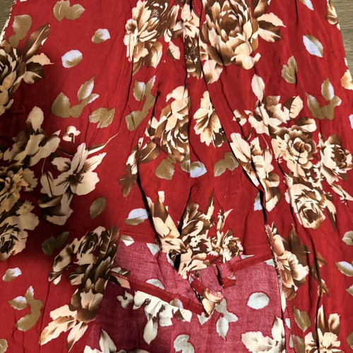 Red floral maxi overlay jumpsuit with shorts
