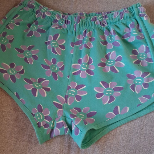 Girls' set like new, pink and green, terry fabric bustier