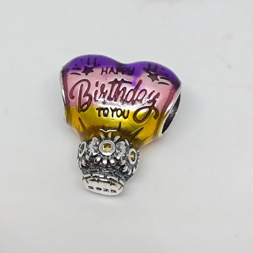 925 Silver Charm Hot Air Balloon Happy Birthday like new
