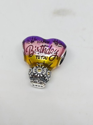 925 Silver Charm Hot Air Balloon Happy Birthday like new