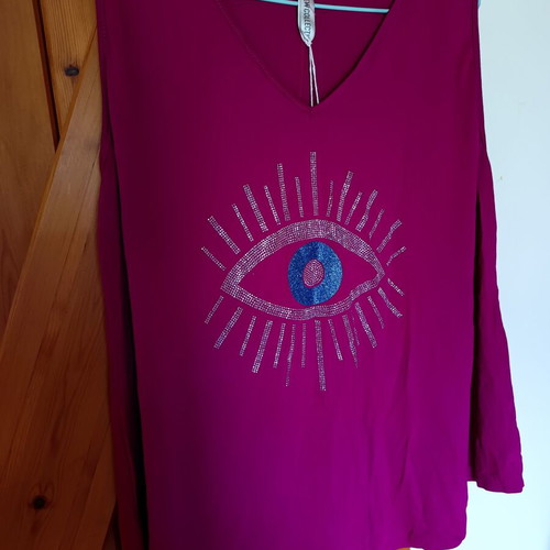 Sleeveless long blouse new, pink and purple