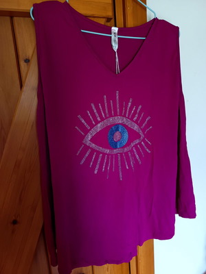 Sleeveless long blouse new, pink and purple