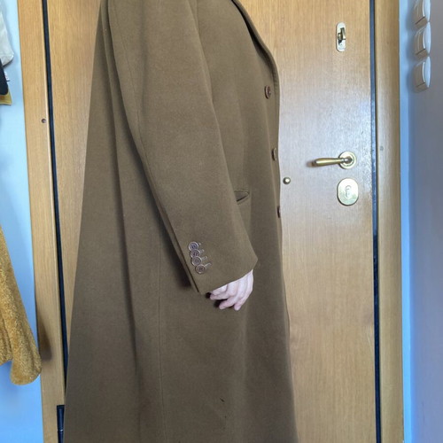 Wool and cashmere coat used, brown, size XL