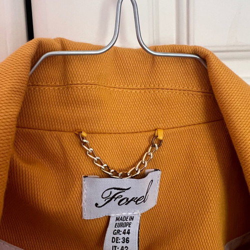 Forel women's fitted jacket like new, mustard with gold buttons