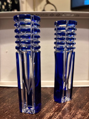 Bohemian cobalt crystal decorations like new, genuine crystal
