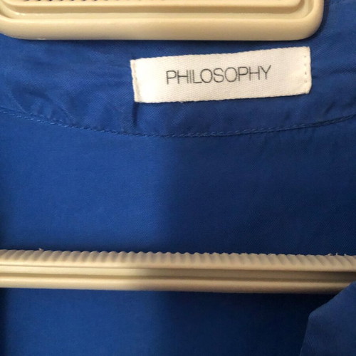 Philosophy set satin shirt and pants used, blue, sizes S/M and M