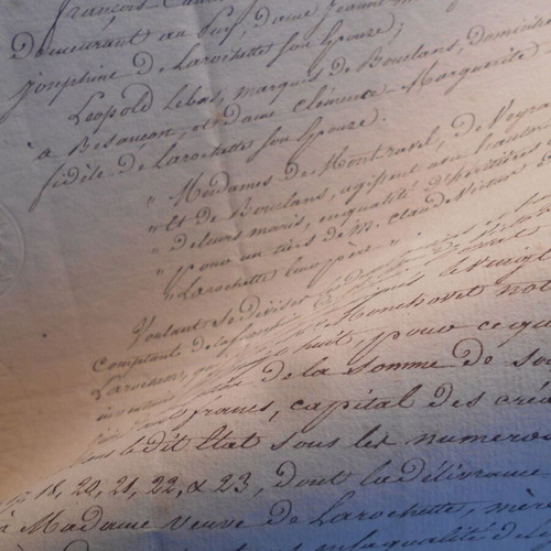 Notarial document 1831 used, calligraphed with watermark