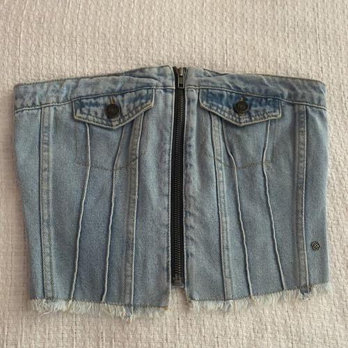 Attrattivo denim top S like new, black and blue