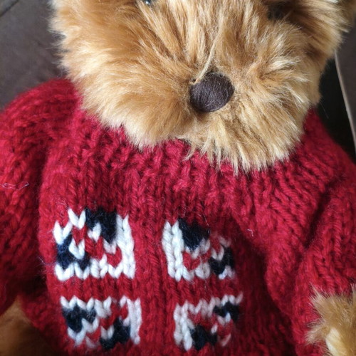 Harrods Knightsbridge teddy bear with Union Jack sweater like new
