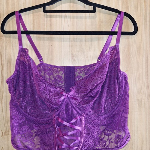 Corset bra purple new, size 2XL with adjustable straps and 9 hooks