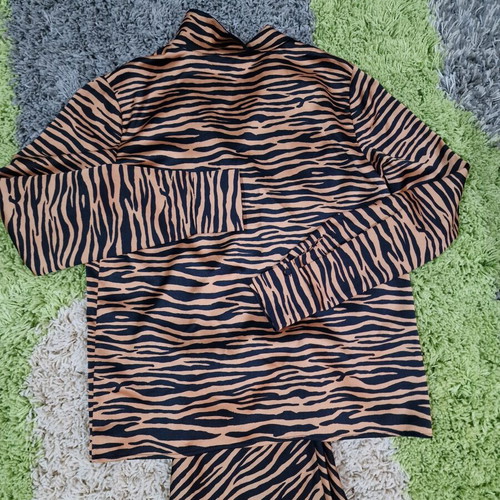 Warehouse leopard pattern women's skirt and blouse set, size M