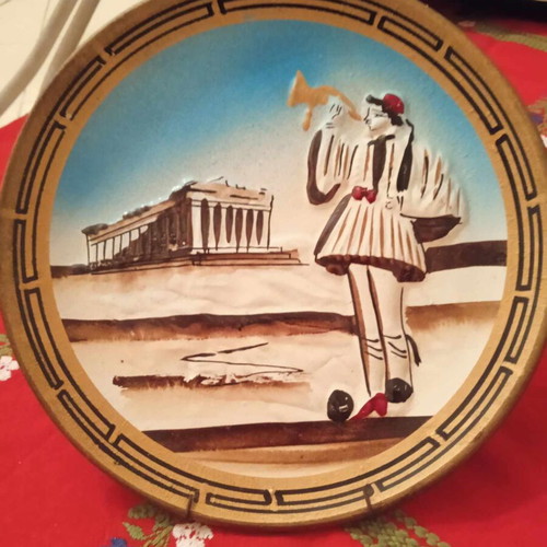 Decorative clay plate like new, hanging or tabletop 20cm