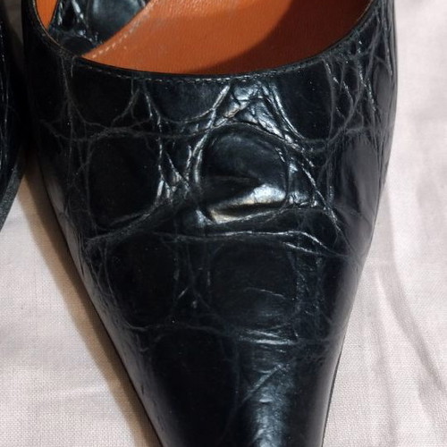 Leather handmade pumps used with high heel size 39 black