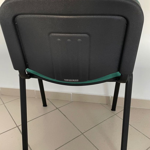 Rosy Theodoridis chair like new, turquoise fabric, black frame
