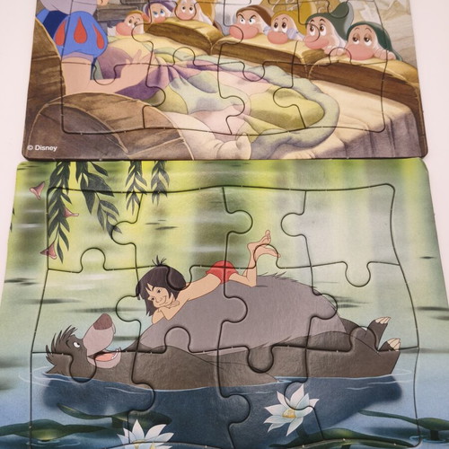 Disney children's puzzles set sealed, Snow White & Jungle Book, 12 pieces each