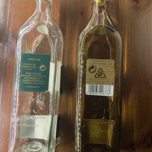 Johnnie Walker συλλεκτικά άδεια μπουκάλια Gold Label 18yo Centenary και Green Label 15yo μεταχειρισμένα
