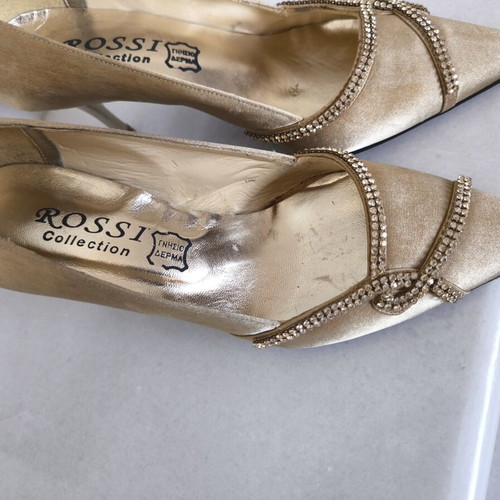 Rossi heels with genuine Swarovski stones, new, gold color, size 37