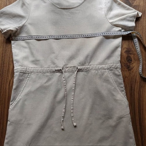 Up FASHION summer dress like new, 55% linen 45% cotton, beige, size L