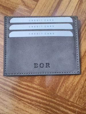 Leather card holder gray new with RFID protection