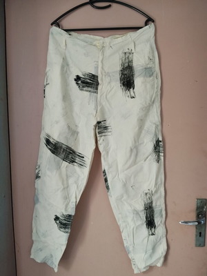 Fruit of the Loom ανοιχτόχρωμο βαμβακερό παντελόνι με πρωτοποριακό μαύρο σχέδιο, μεταχειρισμένο