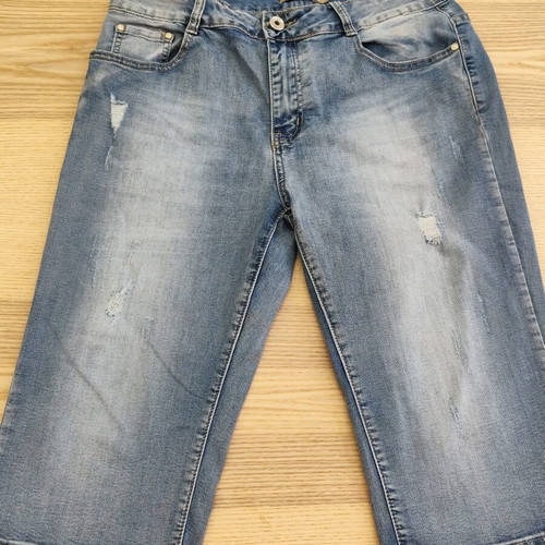 Miss Natalie Y2K capri denim bermuda distressed, light wash, XL