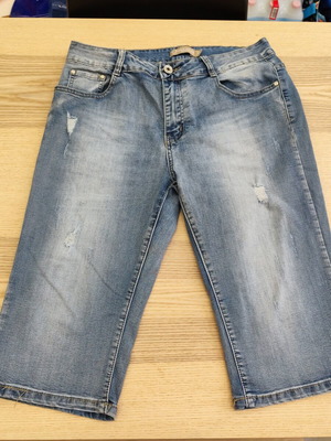 Miss Natalie Y2K capri denim bermuda distressed, light wash, XL