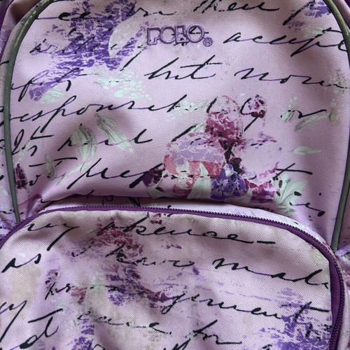 Polo school backpack like new, pink with designs and back support