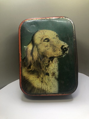 Vintage Edward Sharp and Sons Toffee Tin with Labrador Retriever, used