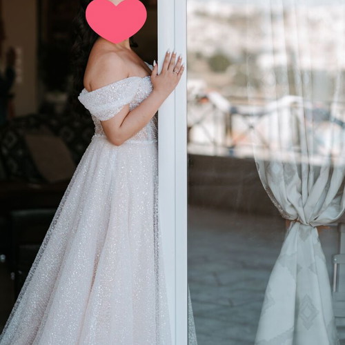 Primalicia 2025 wedding dress, beige, princess style with pearl details