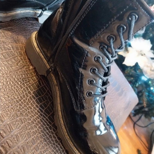 Adam's Shoes Black Patent Leather Ankle Boots Size 38 New